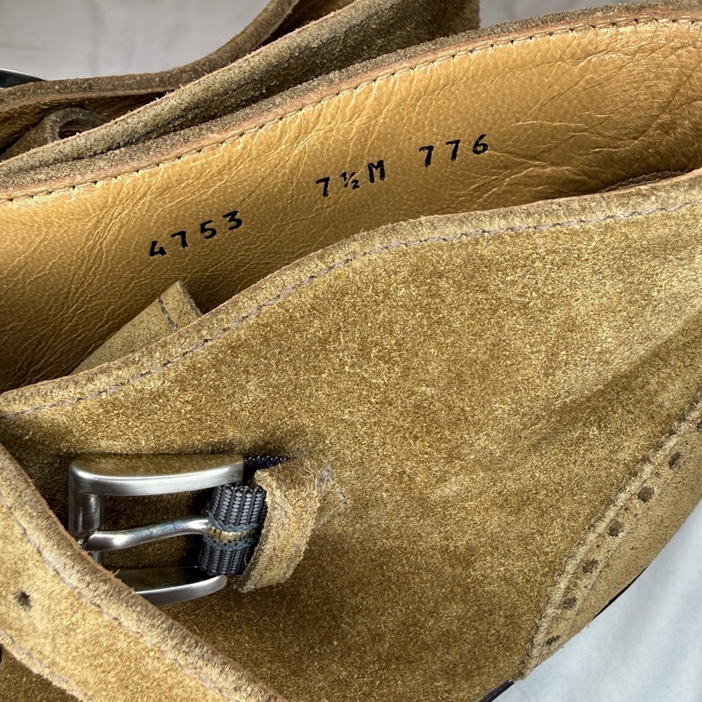 Women's Brown Suede Combat Boots - Picture 2 of 6